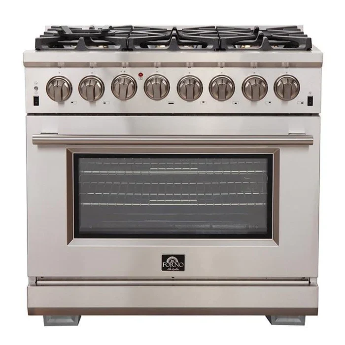 Forno 36″ Pro Series Capriasca Gas Burner / Electric Oven in Stainless Steel 6 Italian Burners, FFSGS6187-36 - Cheap Abt