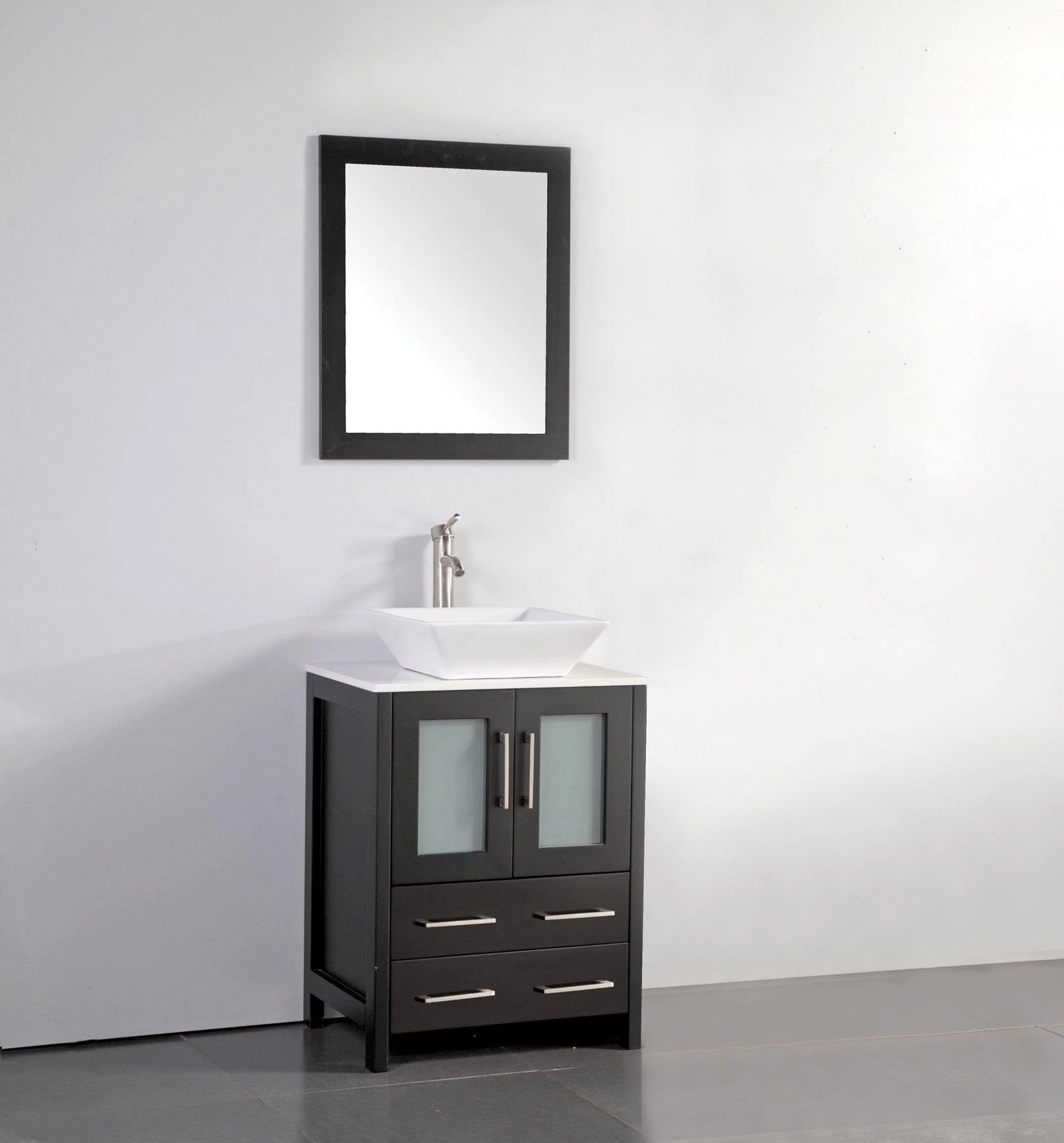 Vanity Art 24 in. Bathroom Vanity in Espresso with Single Basin Top in White Ceramic and Mirror, VA3124E - Cheap Abt