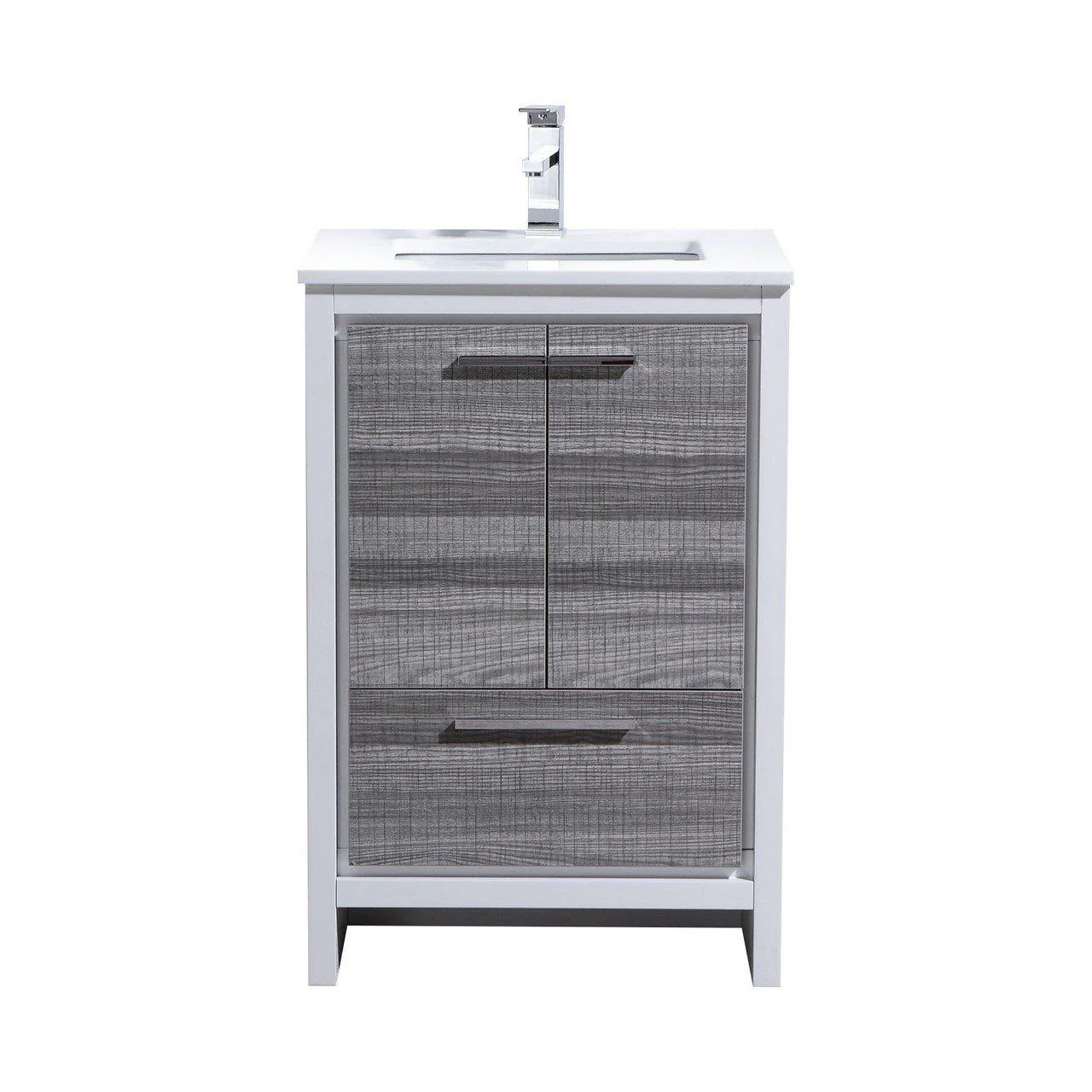 KubeBath Dolce 24 in. Modern Bathroom Vanity with Quartz Counter Top - Ash Gray - Cheap Abt