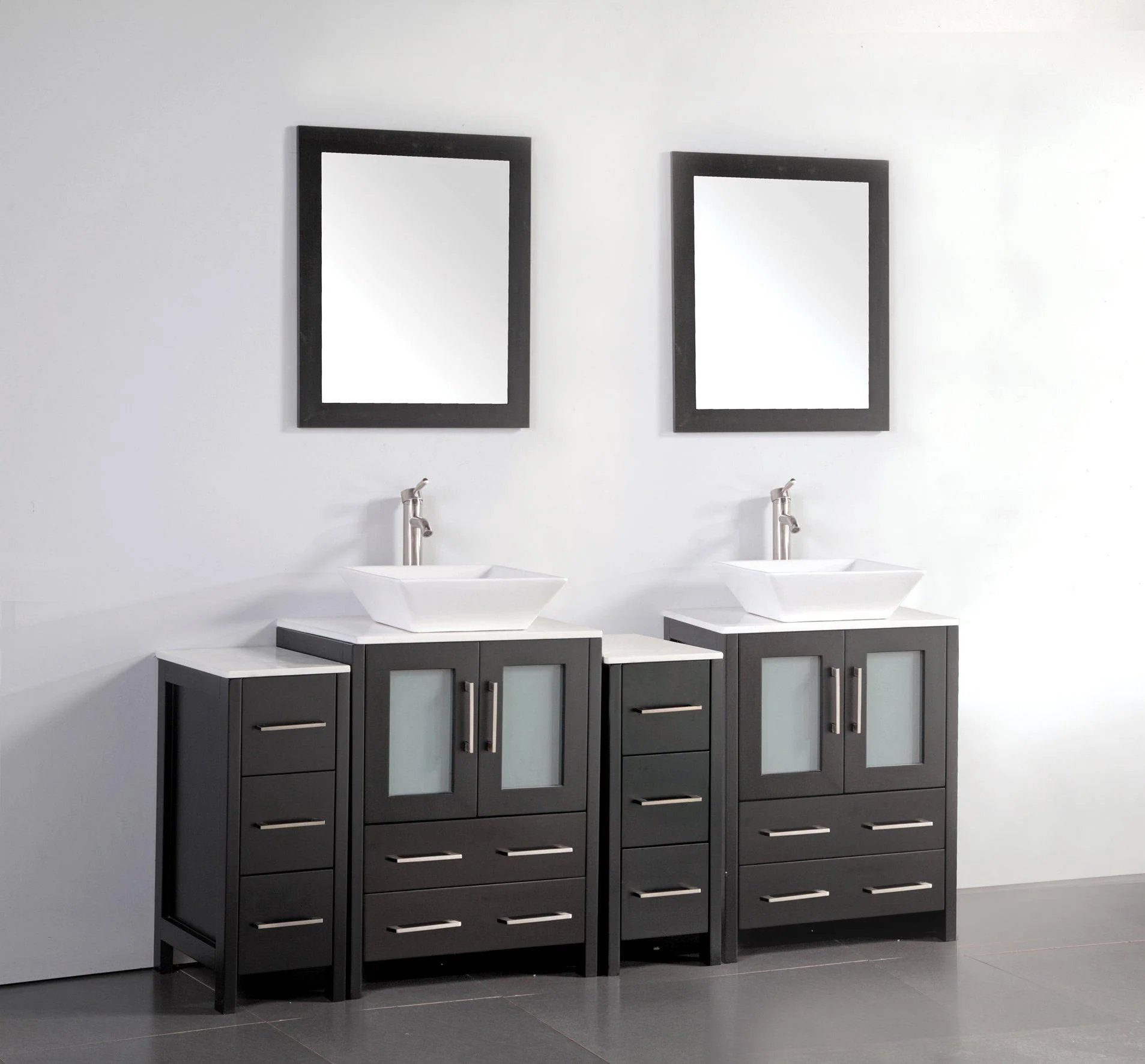 Vanity Art Ravenna 72 in. Bathroom Vanity in Espresso with Double Basin Top in White Ceramic and Mirrors, VA3124-72E - Cheap Abt