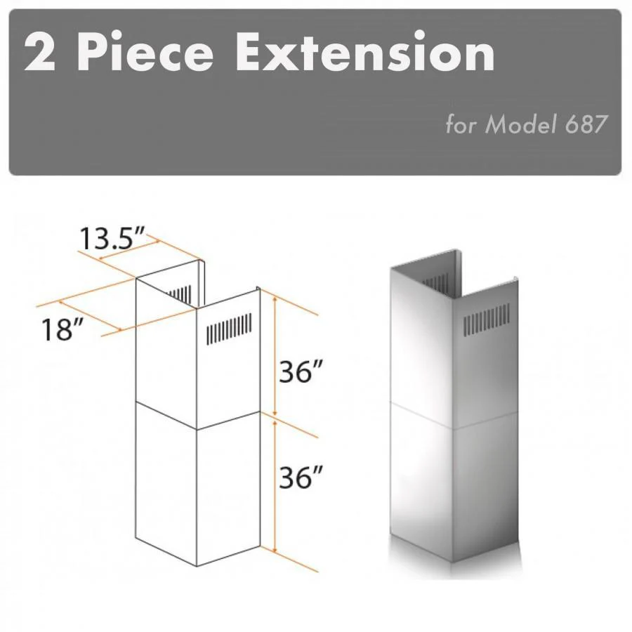 ZLINE 2 Piece Chimney Extension for 12ft Ceiling (2PCEXT-687) - Cheap Abt