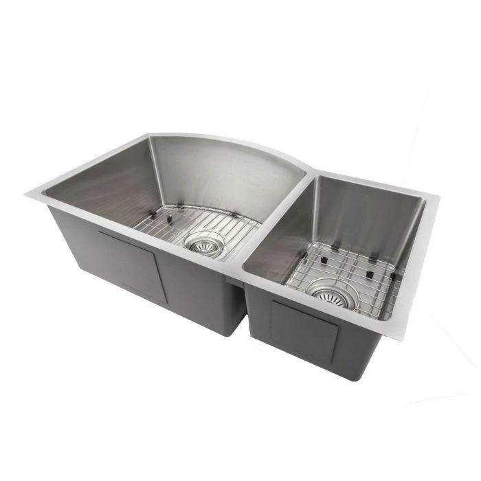 ZLINE 33 in. Cortina Undermount Double Bowl Stainless Steel Kitchen Sink with Bottom Grid, SC70D-33 - Cheap Abt