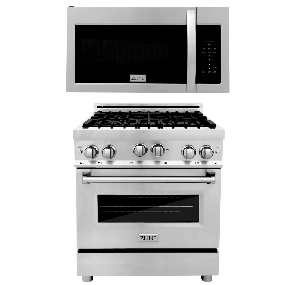 ZLINE 30 in. Dual Fuel Range & Over-the-Range Microwave Appliance Package, 2KP-RAOTR30 - Cheap Abt