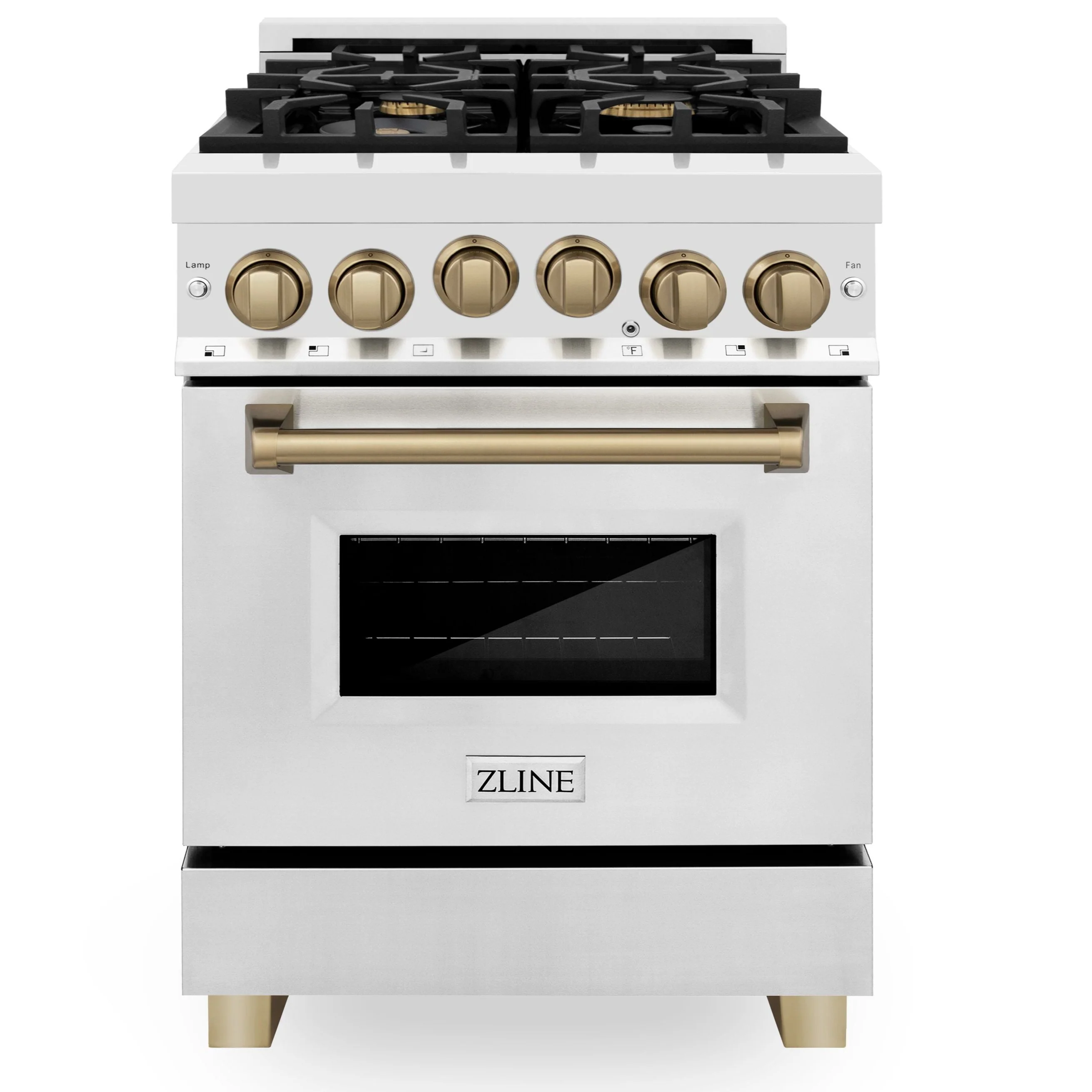 ZLINE 24 Inch Autograph Edition Gas Range in Stainless Steel with Champagne Bronze Accents, RGZ-24-CB - Cheap Abt