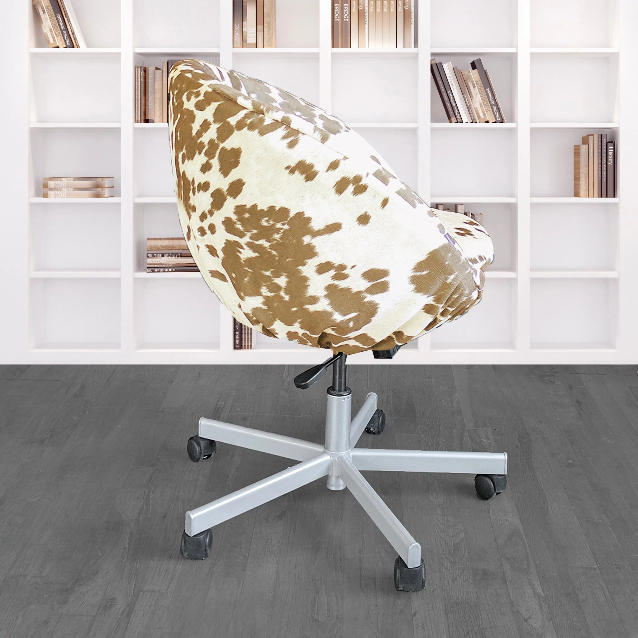Compatible with IKEA SKRUVSTA. Light Brown Faux Cow Hide Chair Slip Cover - Cheap Abt