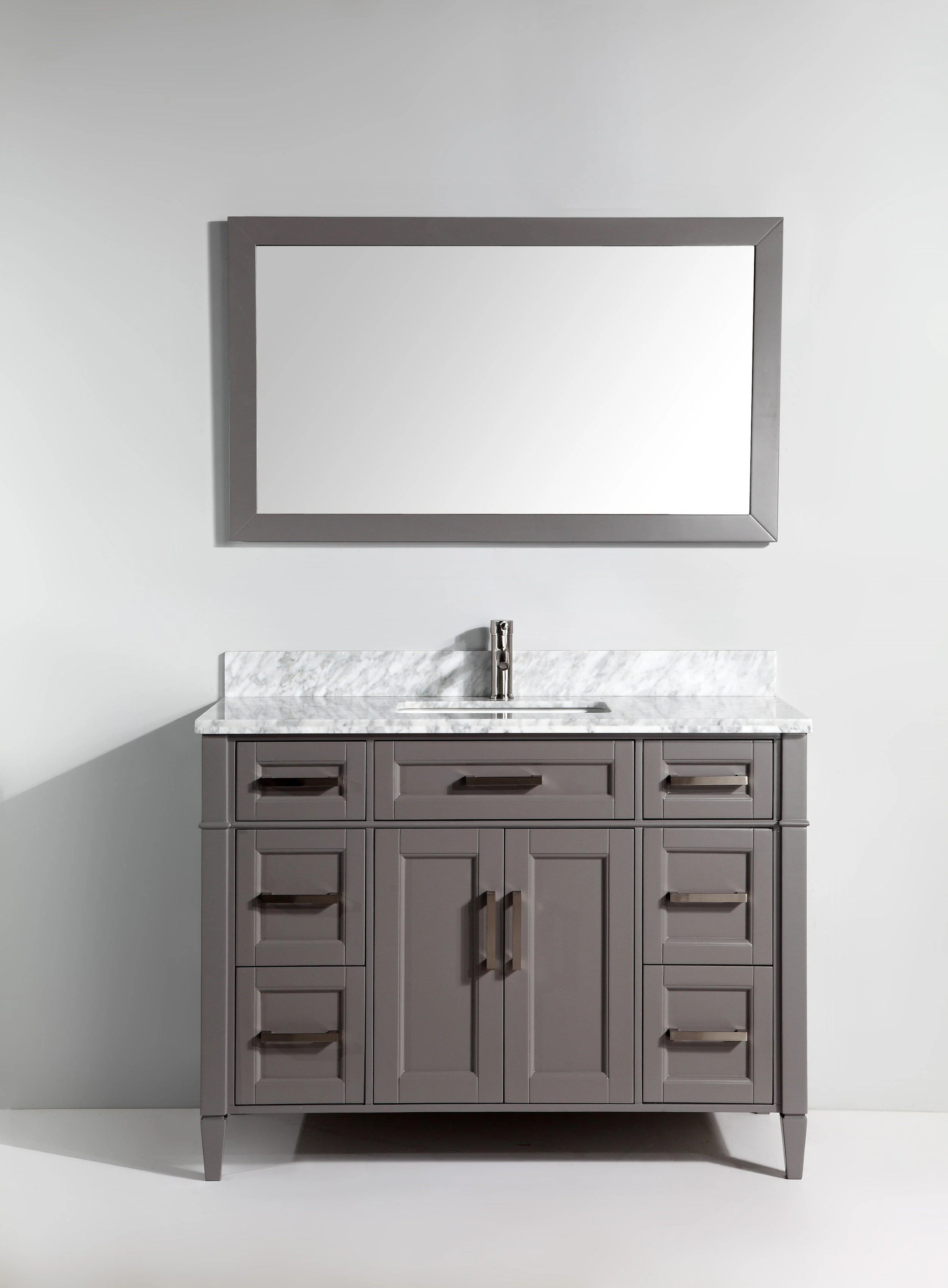 Vanity Art 60 in. Single Sink Vanity in Carrara Marble & Mirror - Grey, VA2060G - Cheap Abt