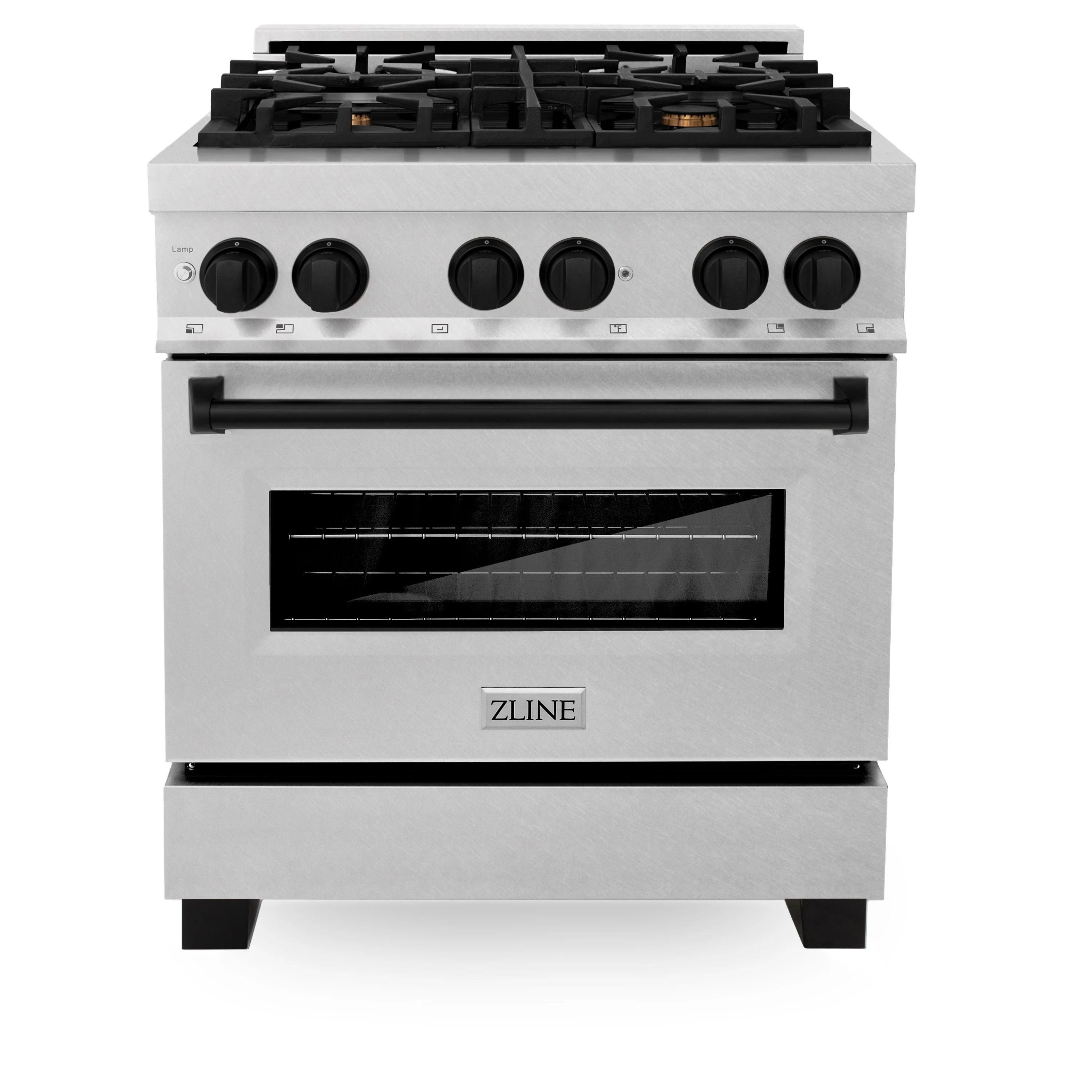 ZLINE Autograph Edition 30 in. Range with Gas Burner/Electric Oven in DuraSnow® Stainless Steel with Matte Black Accents, RASZ-SN-30-MB - Cheap Abt
