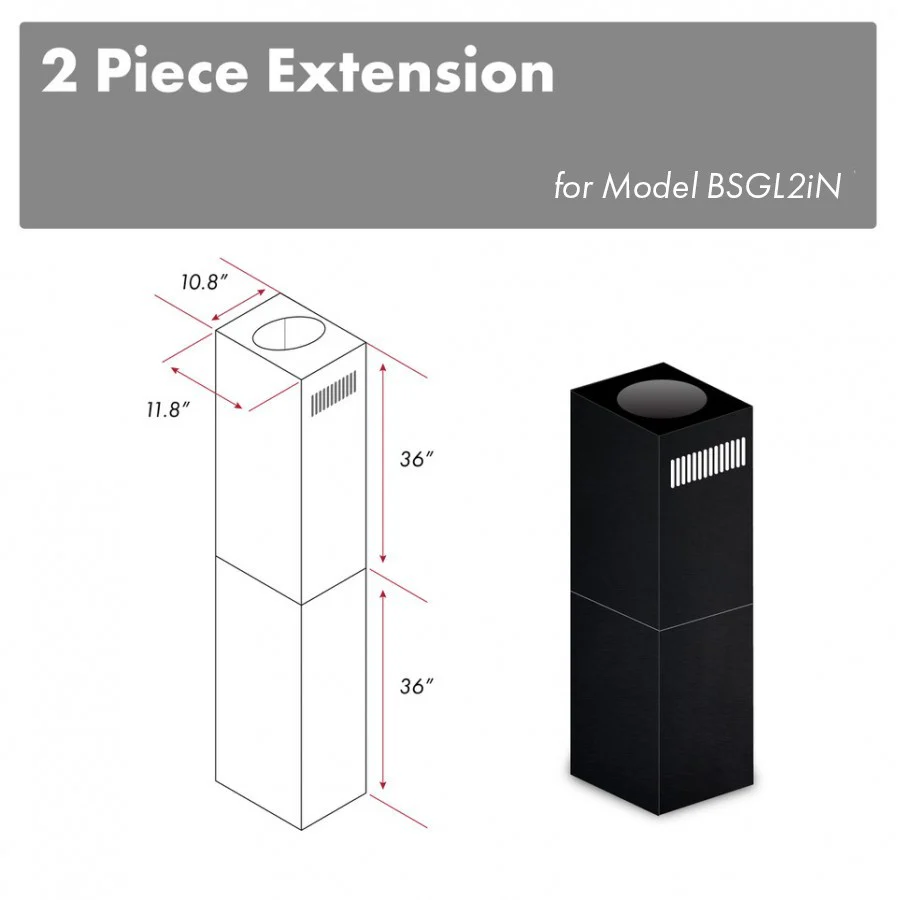 ZLINE 2-36 in. Chimney Extensions for 10 ft. to 12 ft. Ceilings in Black Stainless (2PCEXT-BSGL2iN) - Cheap Abt