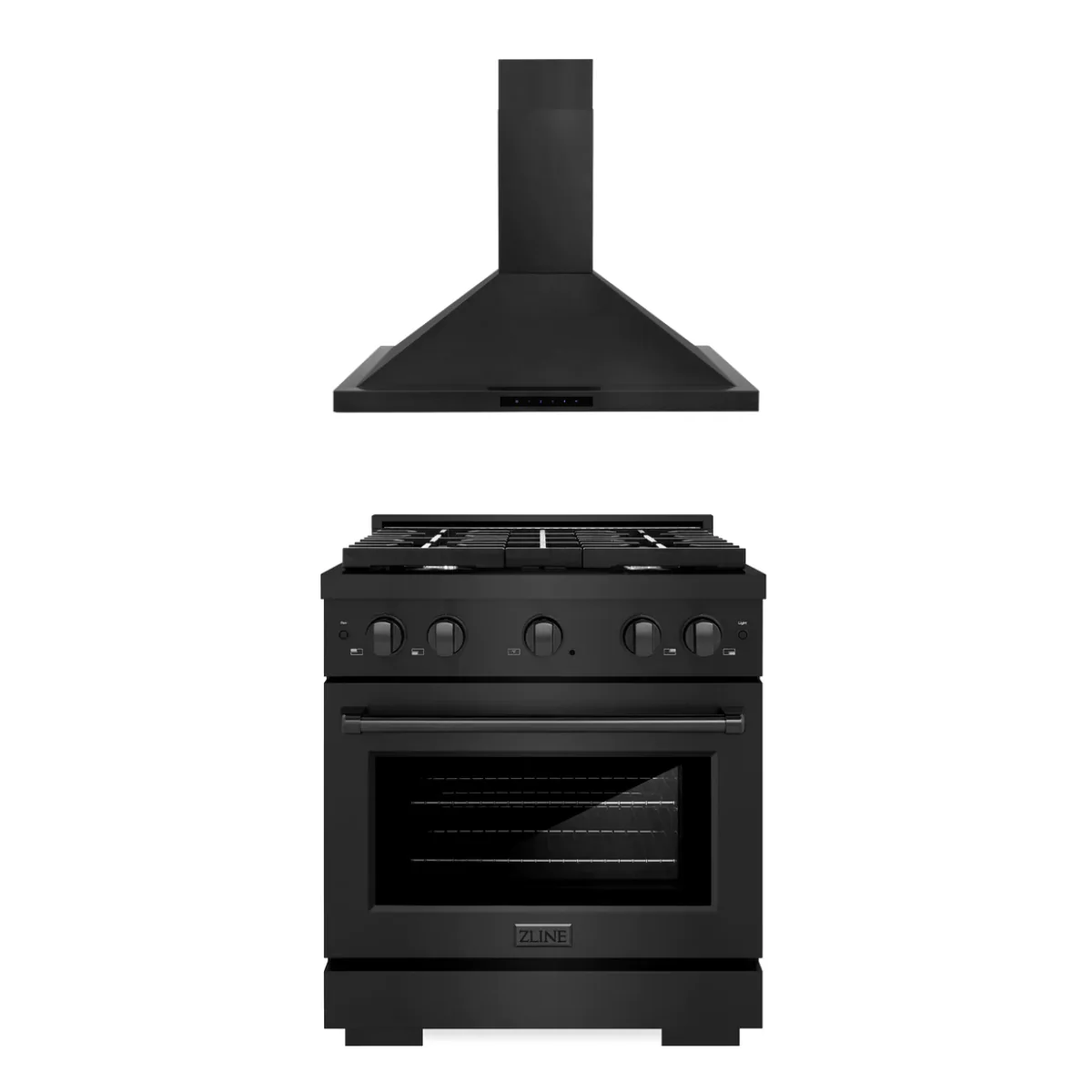 ZLINE 30 in. Gas Range in Black Stainless Steel & 30 in. Range Hood Appliance Package, 2KP-SGRBRH30 - Cheap Abt