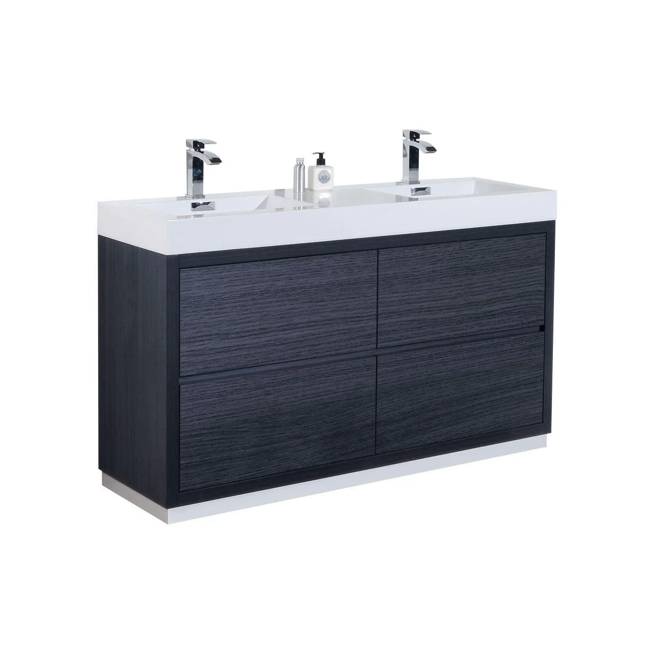 KubeBath Bliss 60 in. Double Sink Free Standing Modern Bathroom Vanity - Gray Oak, FMB60D-GO - Cheap Abt