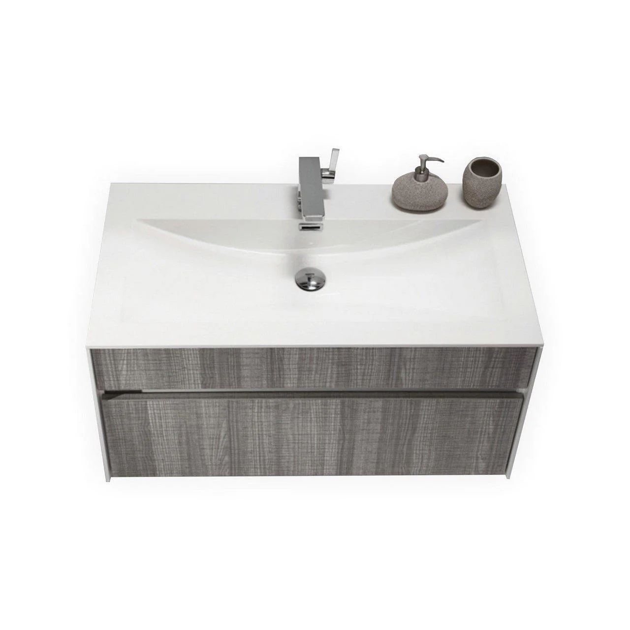 KubeBath Fitto 36 in. Ash Gray Wall Mount Modern Bathroom Vanity, S900HGASH - Cheap Abt