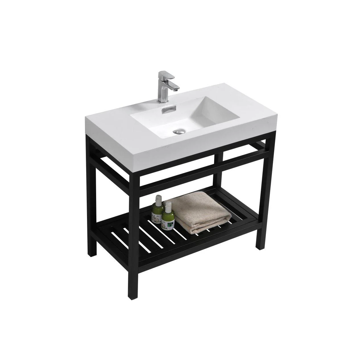 KubeBath Cisco 36 in. Stainless Steel Console with Acrylic Sink - Matte Black, AC36-BK - Cheap Abt