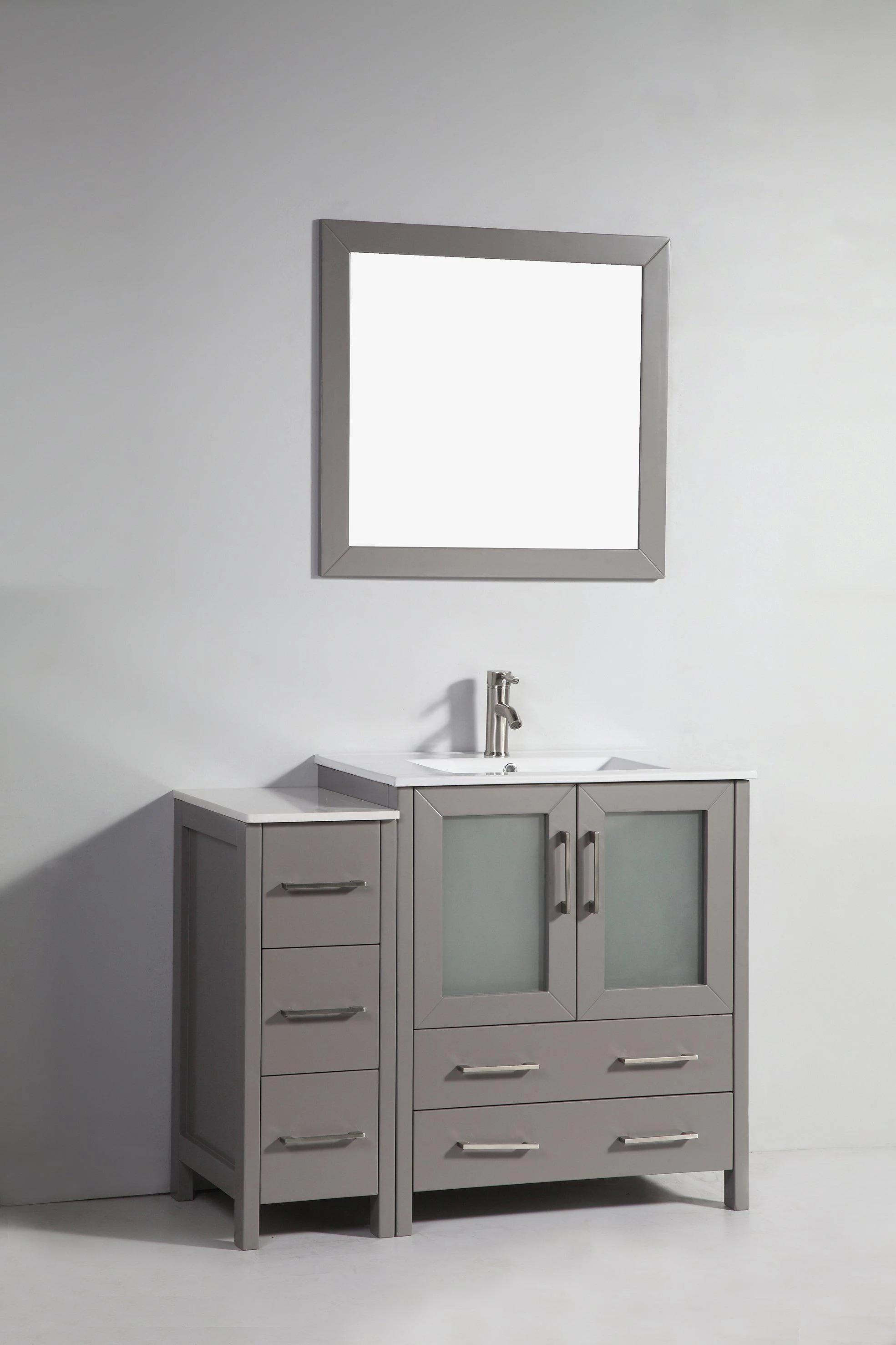 Vanity Art 42 in. Single Sink Vanity Cabinet with Ceramic Sink & Mirror - Grey, VA3030-42G - Cheap Abt