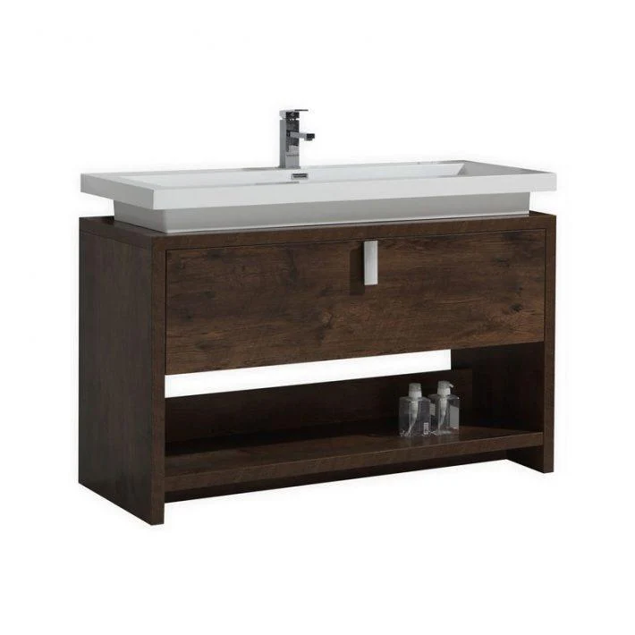 KubeBath Levi 48 in. Modern Bathroom Vanity w/ Cubby Hole - Rose Wood, L1200RW - Cheap Abt