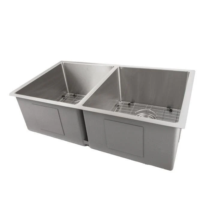 ZLINE 33 in. Anton Undermount Double Bowl Stainless Steel Kitchen Sink with Bottom Grid, SR50D-33 - Cheap Abt