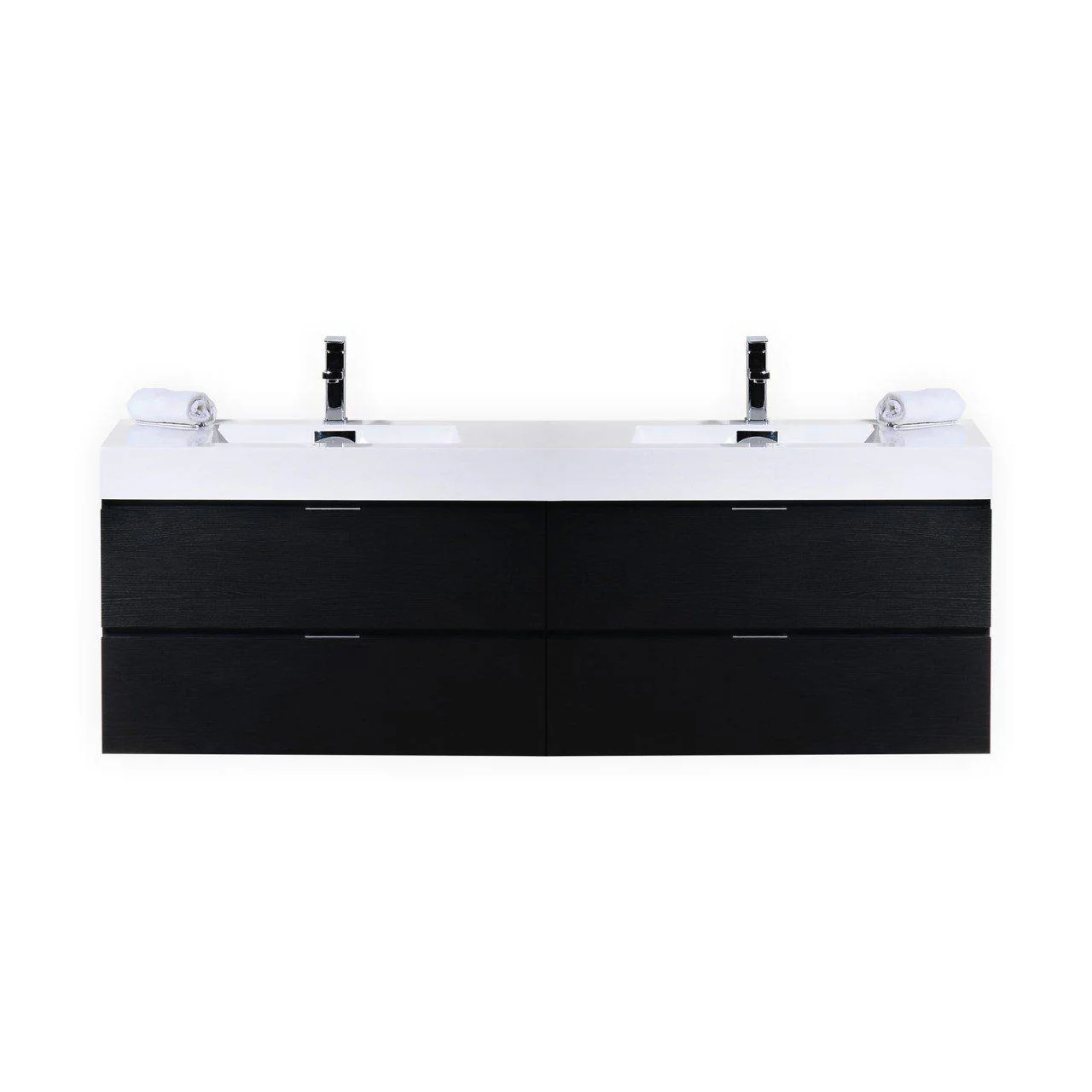 Bliss 80 in. Double Sink Wall Mount Modern Bathroom Vanity - Black - Cheap Abt