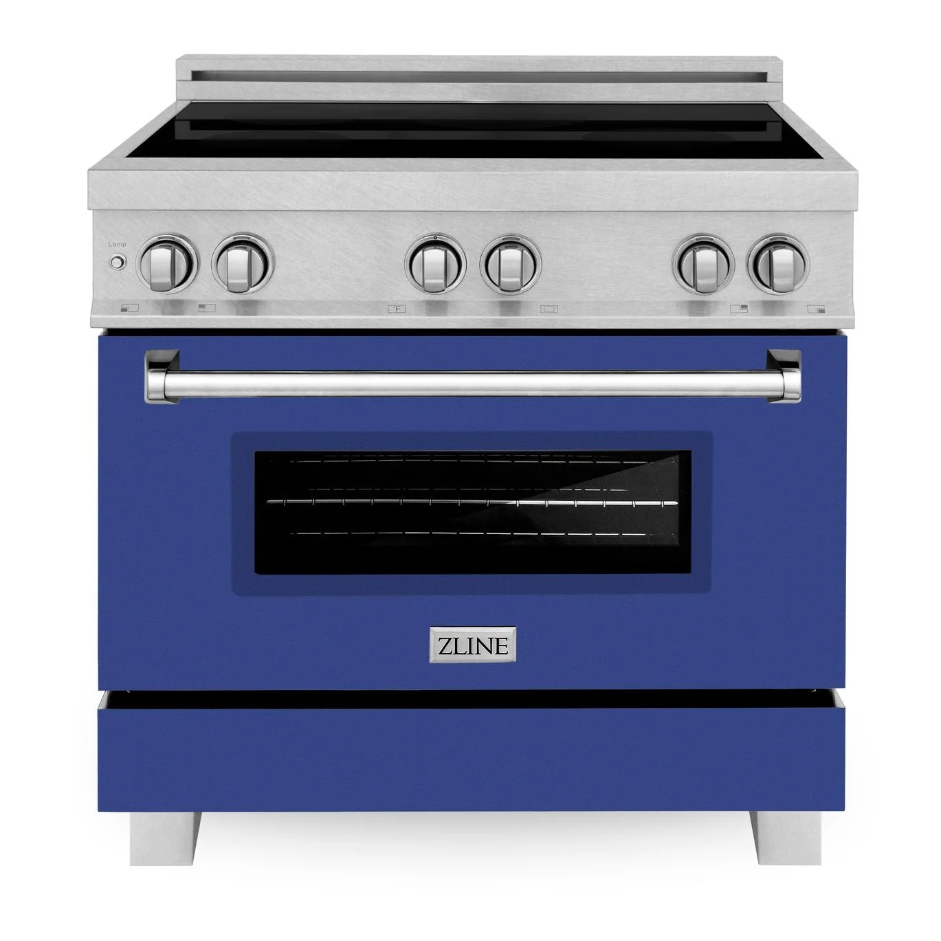 ZLINE 36 In. 4.6 cu. ft. Induction Range with a 4 Element Stove and Electric Oven in Durasnow and Blue Matte, RAINDS-BM-36 - Cheap Abt