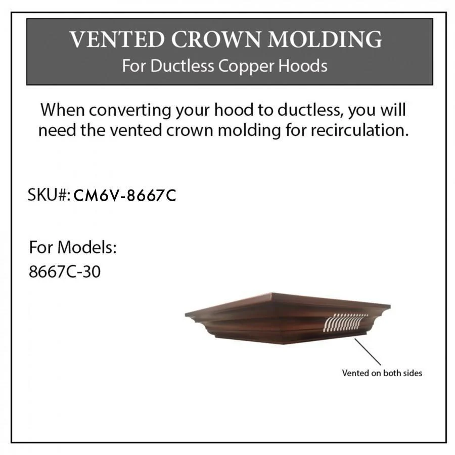 ZLINE Vented Crown Molding for Designer Range Hoods w/Recirculating Option, CM6V-8667C - Cheap Abt