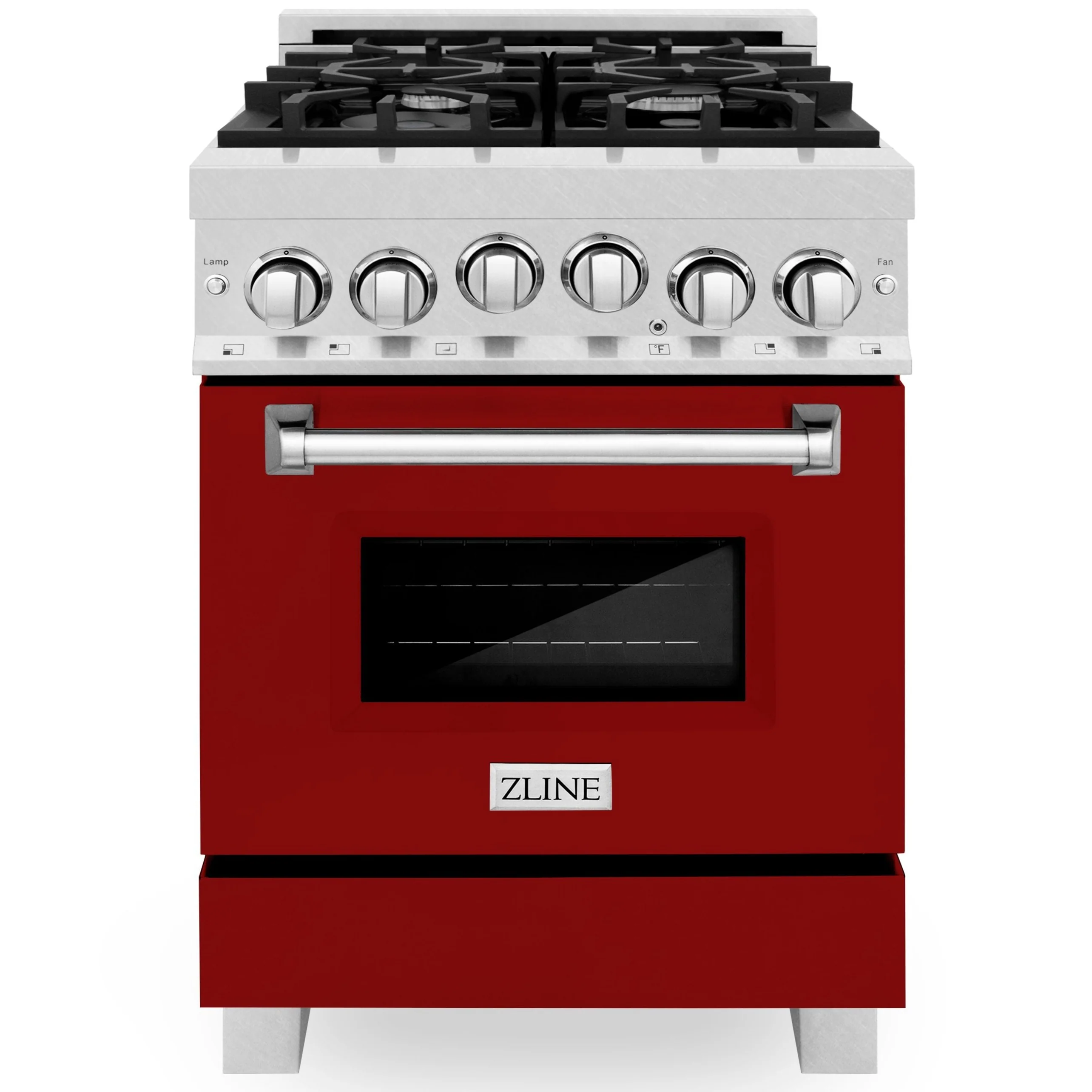 ZLINE 24 Inch Gas Range in DuraSnow® Stainless Steel and Red Gloss Door, RGS-RG-24 - Cheap Abt