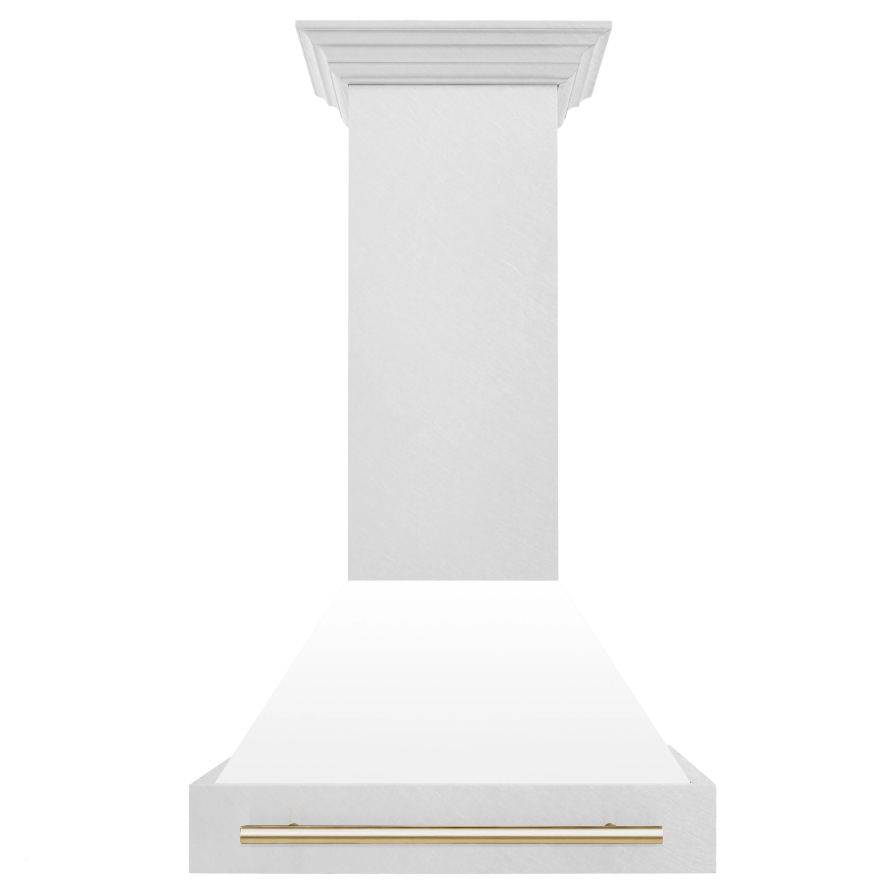 ZLINE 30 Inch Autograph Edition DuraSnow® Range Hood with White Matte Shell and Gold Handle, 8654SNZ-WM30-G - Cheap Abt