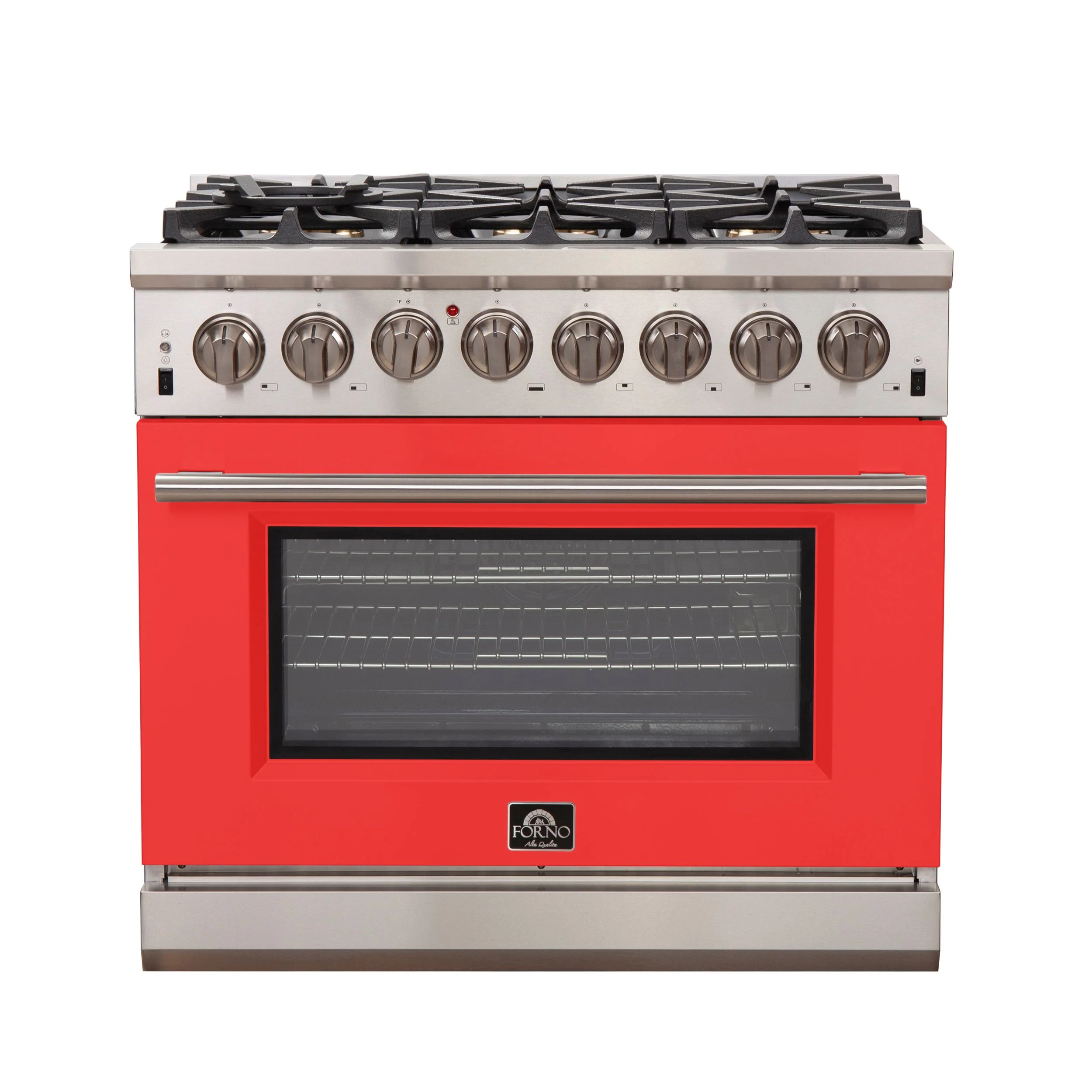 Forno 36 Inch Professional Freestanding Dual Fuel Range in Red, FFSGS6187-36RED - Cheap Abt