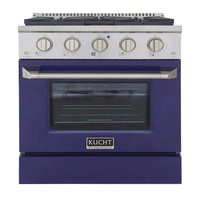 Kucht Professional 30 in. 4.2 cu ft. Natural Gas Range with Blue Door and Silver Knobs, KNG301-B - Cheap Abt