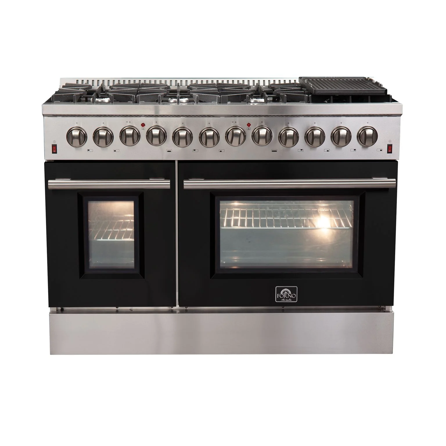 Forno 48 Inch Professional Freestanding Dual Fuel Range in Black, FFSGS6156-48BLK - Cheap Abt