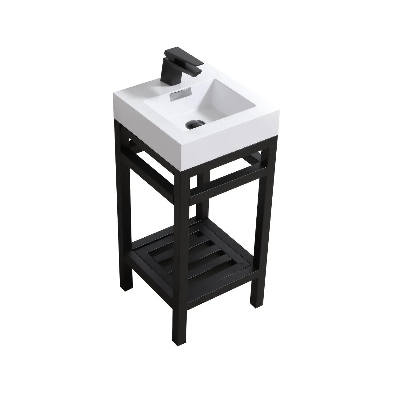 KubeBath Cisco 16 in. Stainless Steel Console with Acrylic Sink - Matt Black, AC16-BK - Cheap Abt