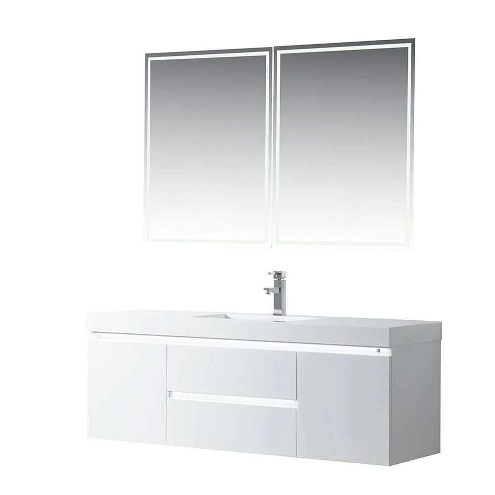 Vanity Art LED Lighted Wall-Hung Single-Sink Vanity With Resin Top, 60 in. - Cheap Abt