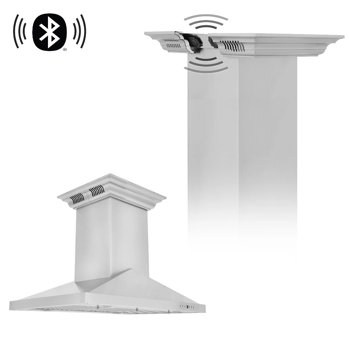 ZLINE 36 in. Island Mount Range Hood in Stainless Steel with Built-in CrownSound Bluetooth Speakers, GL1iCRN-BT-36 - Cheap Abt