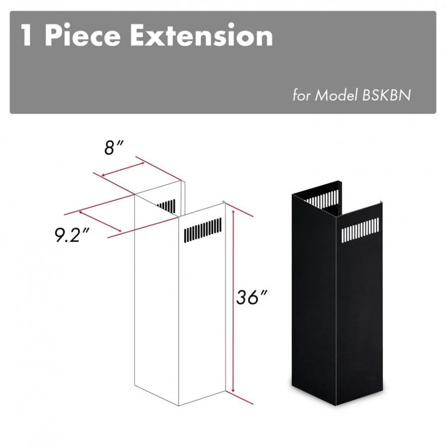 ZLINE 1-36 in. Chimney Extension for 9 ft. to 10 ft. Ceilings in Black Stainless (1PCEXT-BSKBN) - Cheap Abt