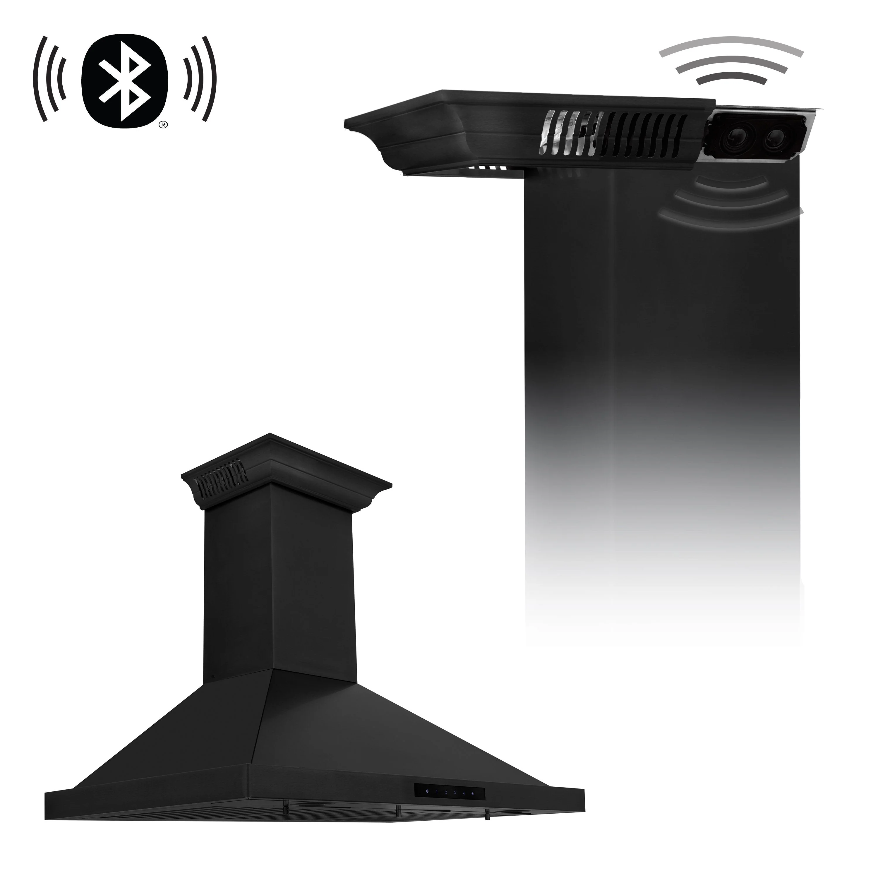 ZLINE 42 in. Black Stainless Steel Indoor Wall Range Hood with BlueTooth Crown Molding, BSKBNCRN-BT-42 - Cheap Abt