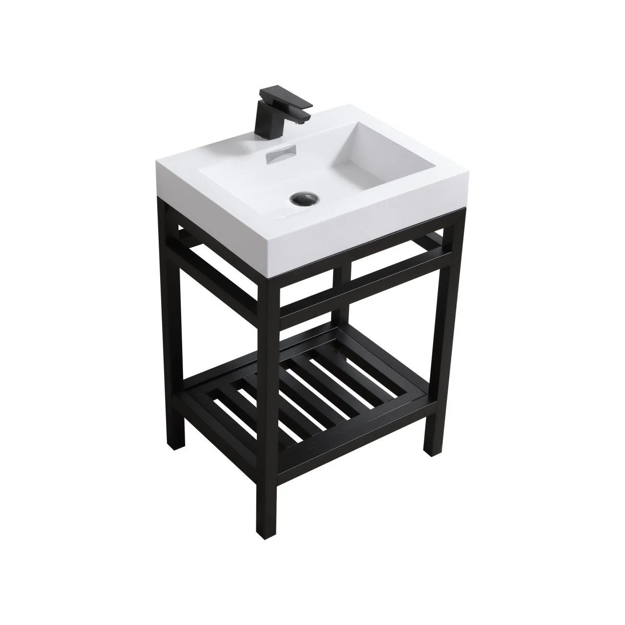 KubeBath Cisco 24 in. Stainless Steel Console with Acrylic Sink - Matte Black, AC24-BK - Cheap Abt