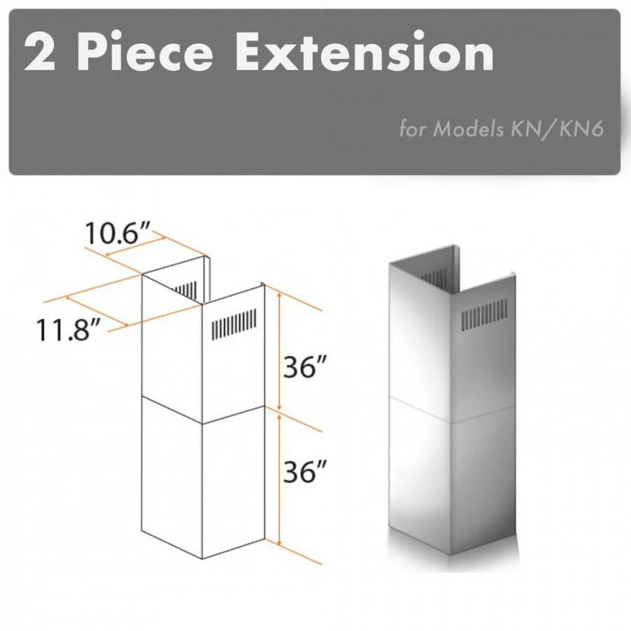 ZLINE 2 Piece Chimney Extension for 12ft Ceiling (2PCEXT-KN) - Cheap Abt