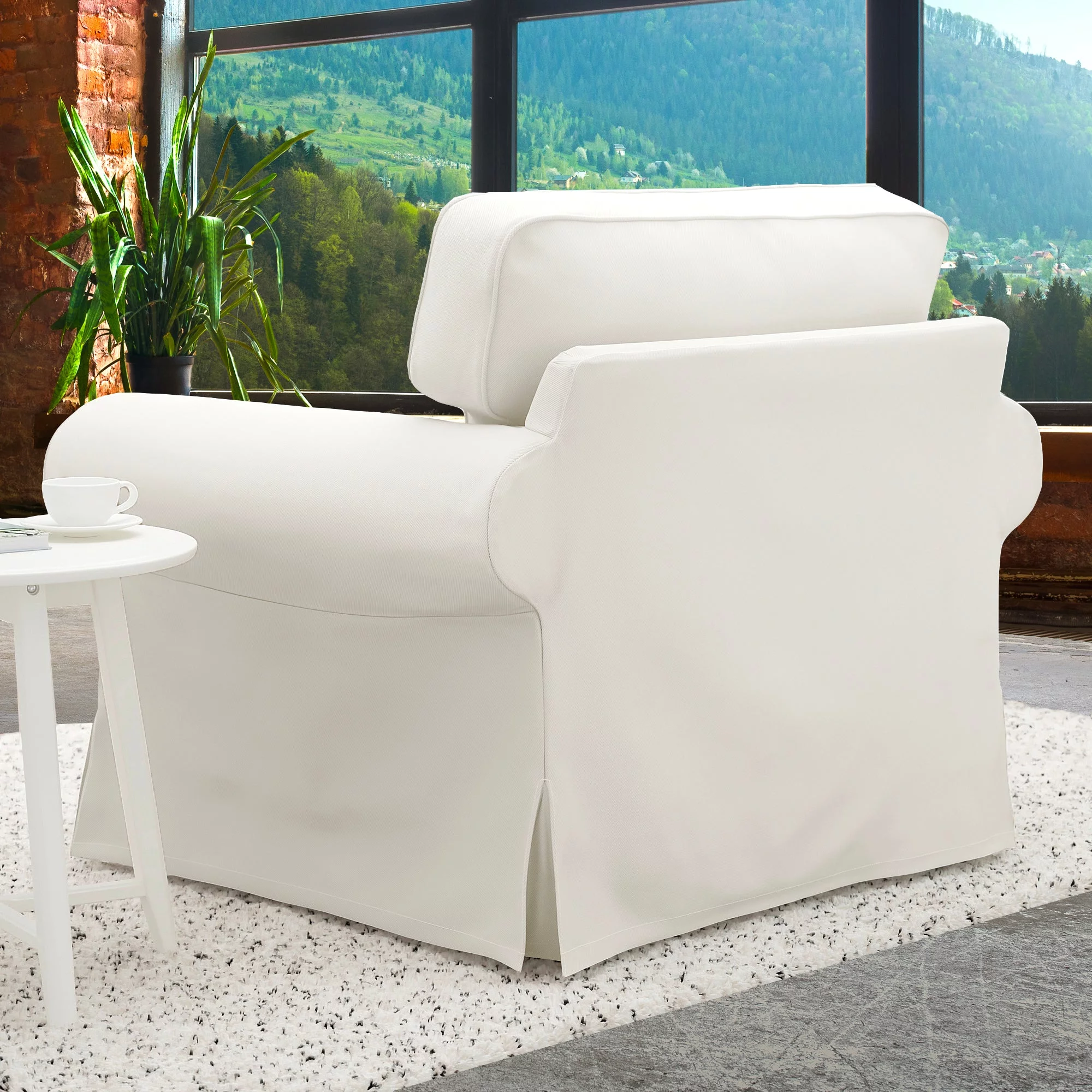 Solid White Armchair Slip Cover. Compatible with IKEA EKTORP - Cheap Abt