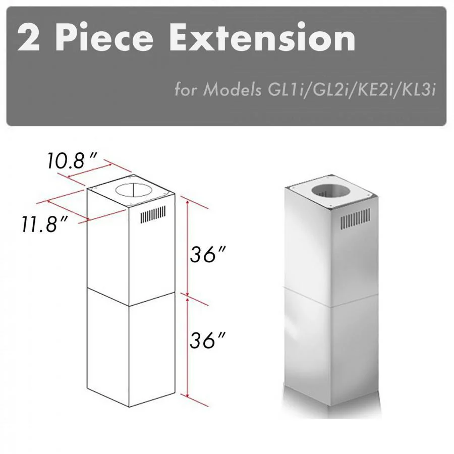 ZLINE 2 Piece Chimney Extension for 10ft-12ft Ceiling, 2PCEXT-GL1i/GL2i/KL3i/KE2i - Cheap Abt