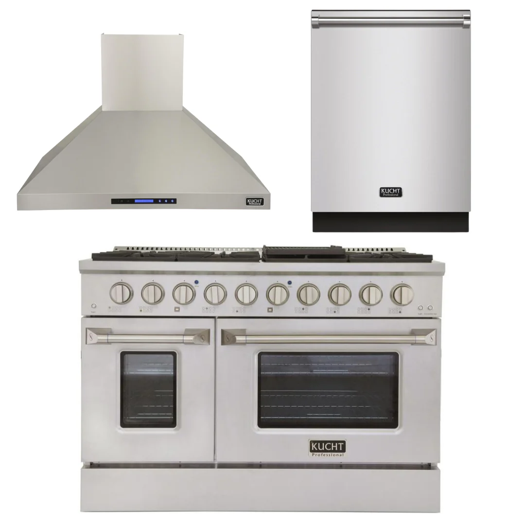 Kucht Professional 48 in. 6.7 cu ft. Natural Gas Range, Range Hood & Dishwasher Package, AP-KNG481-S-2 - Cheap Abt