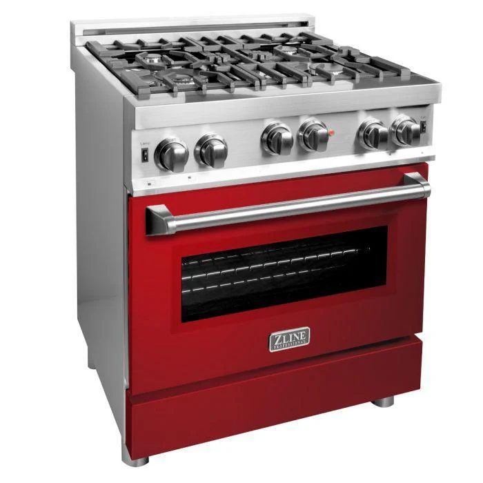 ZLINE 30 in. Professional Gas on Gas Range in Stainless Steel with Red Gloss Door, RG-RG-30 - Cheap Abt