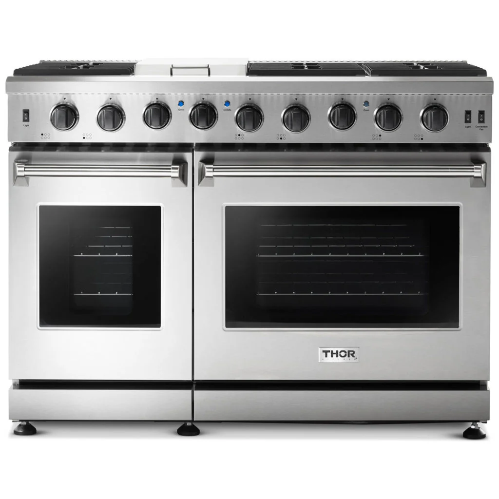 Thor Kitchen 48 in. 6.8 cu. ft. Double Oven Propane Gas Range in Stainless Steel, LRG4807ULP - Cheap Abt
