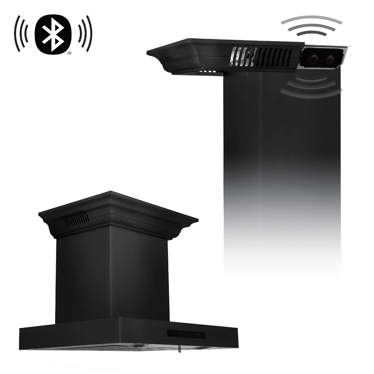 ZLINE 24 in. Wall Mount Range Hood in Black Stainless Steel with CrownSound® Speakers, BSKENCRN-BT-24 - Cheap Abt