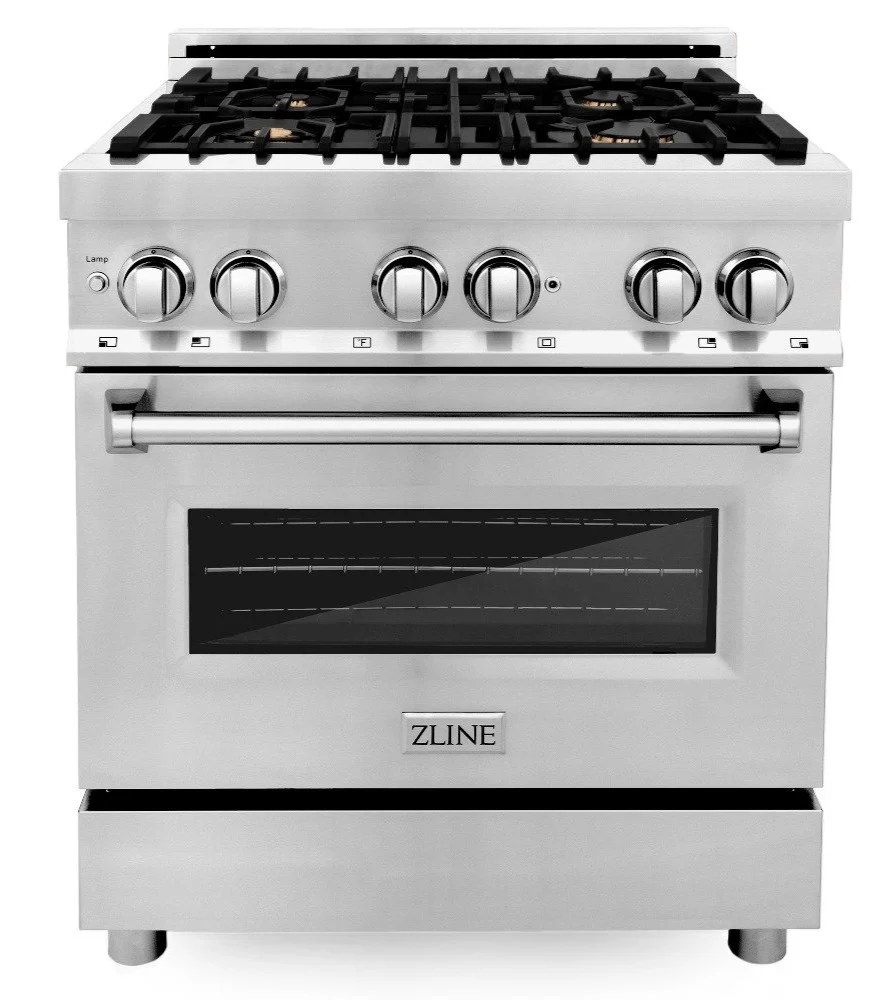 ZLINE 30 in. Professional Gas Burner/Electric Oven Stainless Steel Range with Brass Burners, RA-BR-30 - Cheap Abt