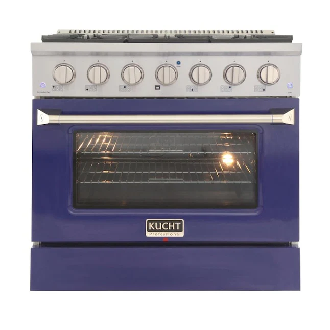 Kucht Professional 36 in. 5.2 cu ft. Natural Gas Range with Blue Door and Silver Knobs, KNG361-B - Cheap Abt
