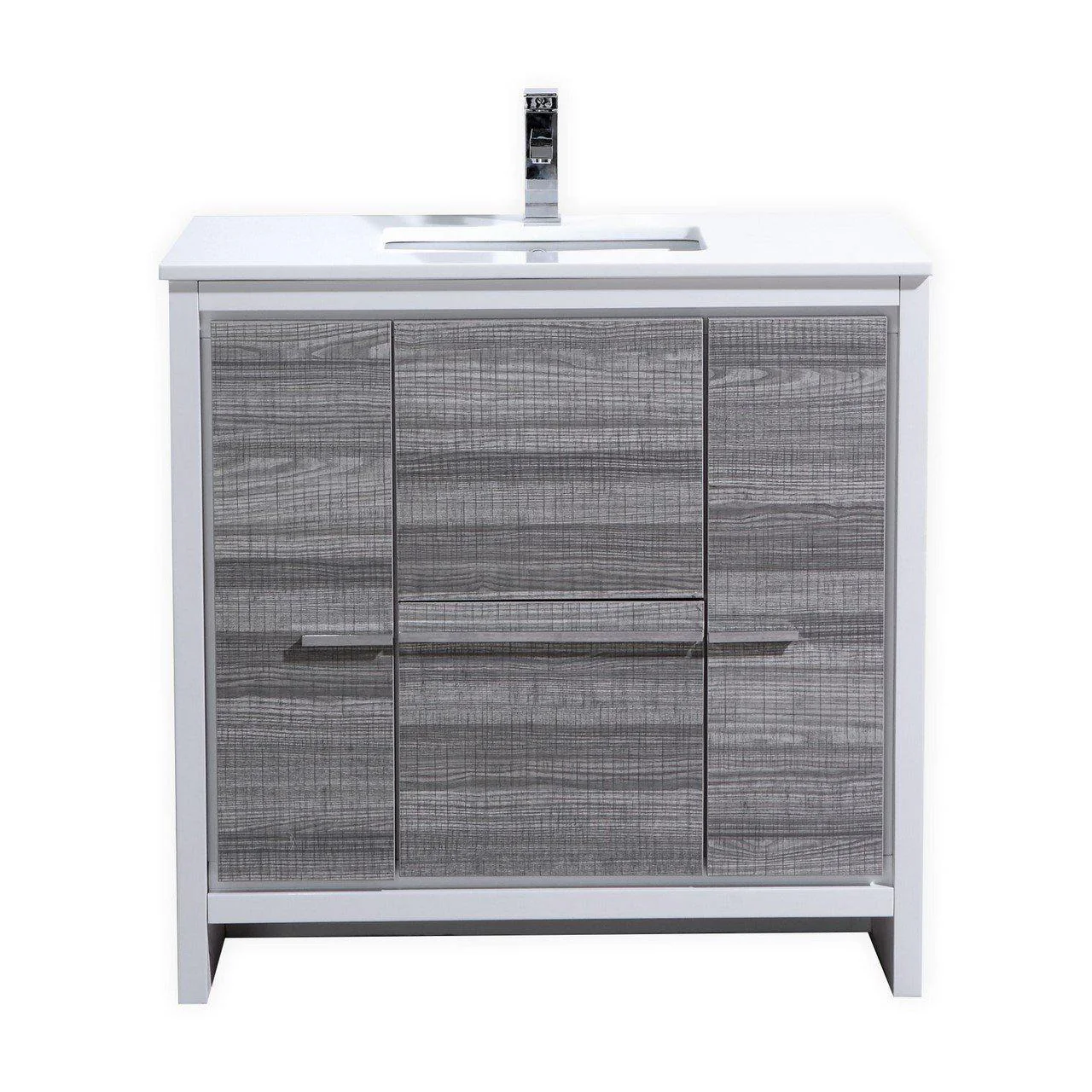 KubeBath Dolce 36 in. Modern Bathroom Vanity with White Quartz Counter Top - Ash Gray, AD636HG - Cheap Abt