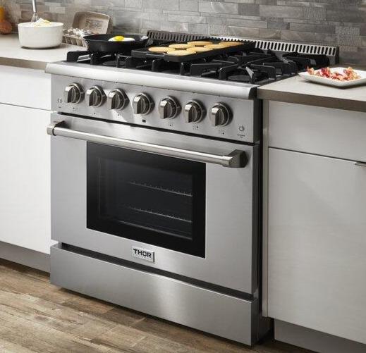 Thor Kitchen 36 in. Propane Gas Burner/Electric Oven Range in Stainless Steel, HRD3606ULP - Cheap Abt