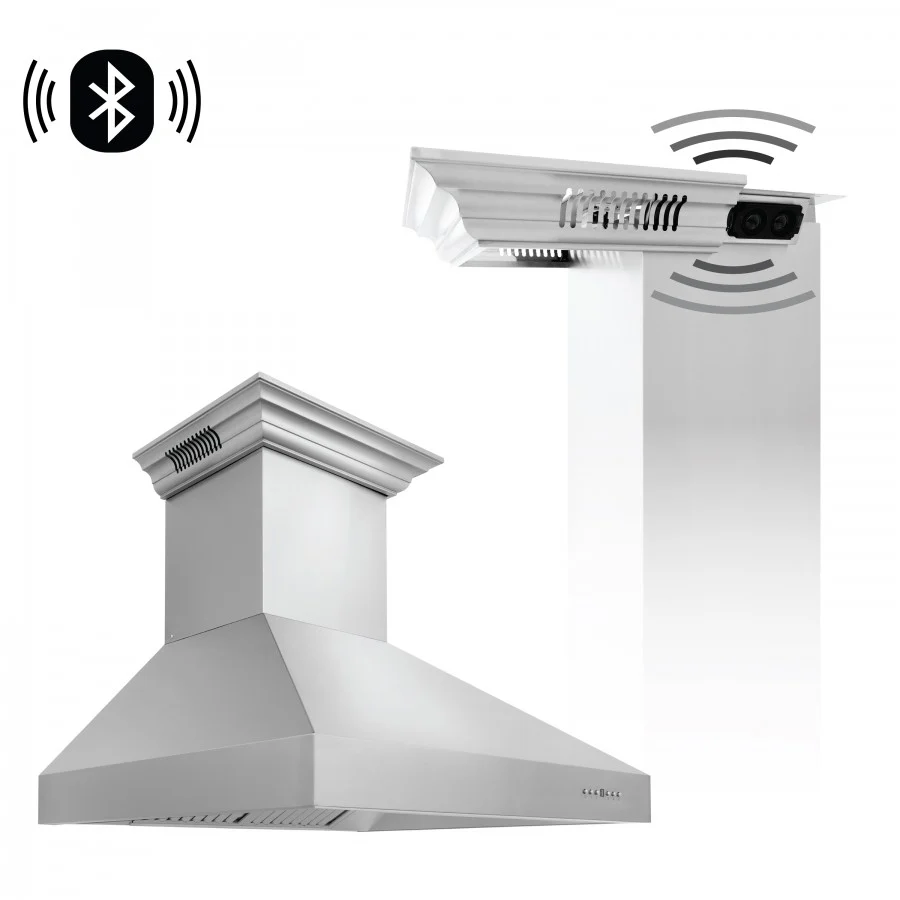 ZLINE 48 in. Stainless Steel Wall Range Hood with Built-in CrownSound® Bluetooth Speakers, 697CRN-BT-48 - Cheap Abt
