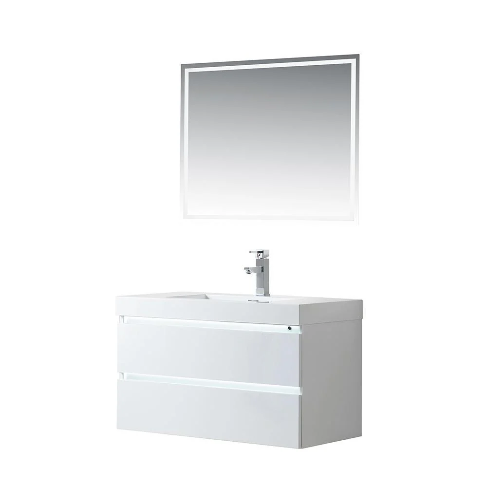 Vanity Art LED Lighted Wall-Hung Single-Sink Vanity With Resin Top, 36 in. - Cheap Abt