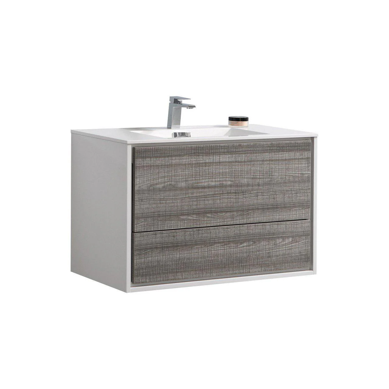 KubeBath De Lusso 36 in. Wall Mount Modern Bathroom Vanity - Ash Gray, DL36-HGASH - Cheap Abt