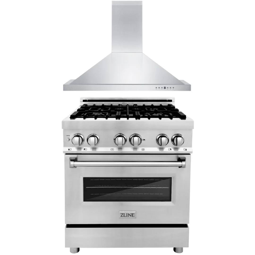 ZLINE Kitchen and Bath Appliance Package 2 Piece Bundle - 30 in. Dual Fuel Range & 30 in. Range Hood, AB-RA30 - Cheap Abt