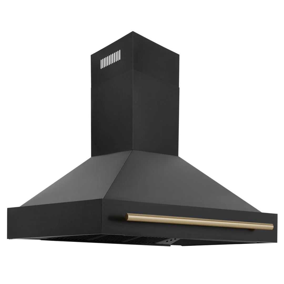 ZLINE 48 in. Autograph Edition Black Stainless Steel Range Hood with Champagne Bronze Handle, BS655Z-48-CB - Cheap Abt