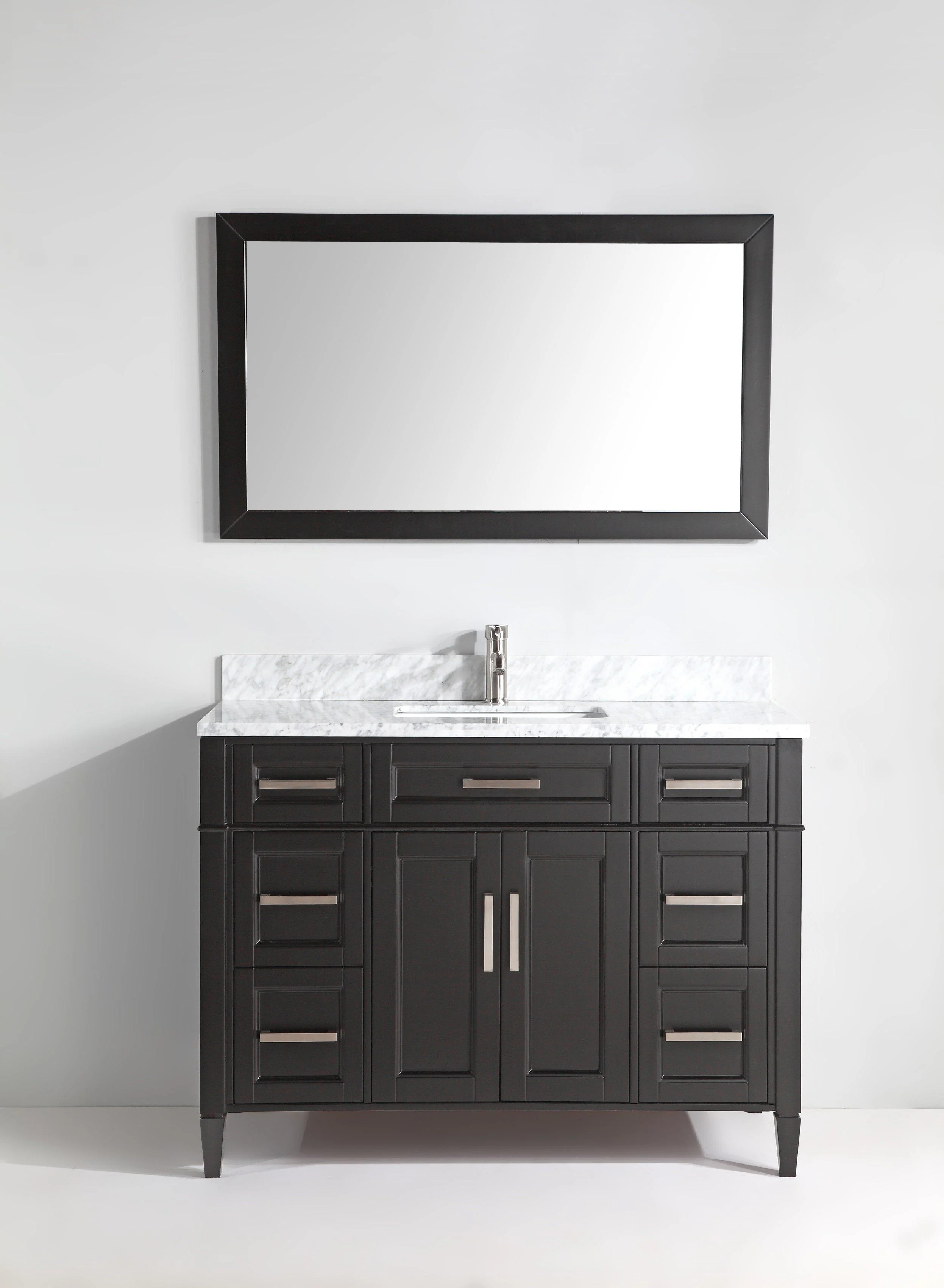Vanity Art 60 in. Single Sink Vanity in Carrara Marble & Mirror - Espresso, VA2060E - Cheap Abt